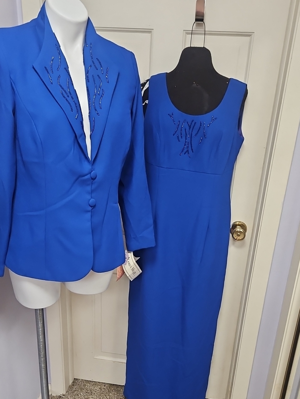 Vtg 90s Jacket & Dress Millen Cobalt Blue Sheath Dress